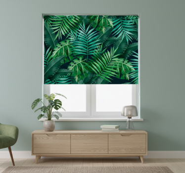 Toile fenêtre chambre feuilles exotiques circulaires - TenStickers