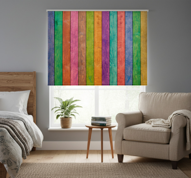Toile fenêtre chambre motif bois multicolore - TenStickers