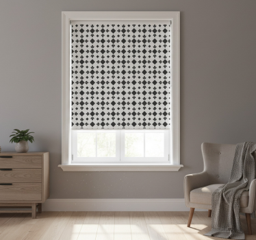 Toile fenêtre chambre carreaux noir et blanc - TenStickers