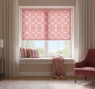 Toile fenêtre chambre motif carrés rouges - TenStickers