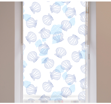 Toile fenêtre animal motif coquillage bleu - TenStickers