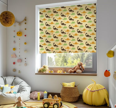 Toile fenêtre dinosaures fond beige - TenStickers