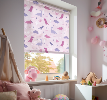 Toile fenêtre dinosaures fond rose - TenStickers