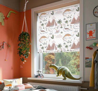 Toile fenêtre dinosaures style nordique - TenStickers