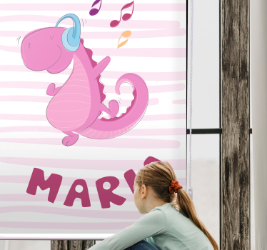 Toile fenêtre dinosaures doux dinosaure avec nom - TenStickers