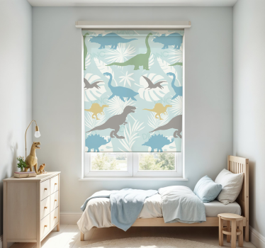 Toile fenêtre dinosaures motif de couleur pastel - TenStickers