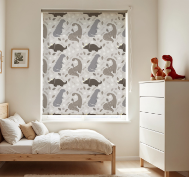 Toile fenêtre dinosaures motif gris - TenStickers