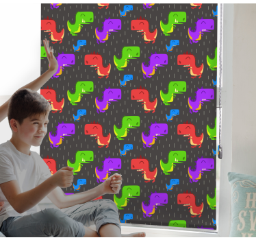 Toile fenêtre dinosaures motifs noirs colorés - TenStickers