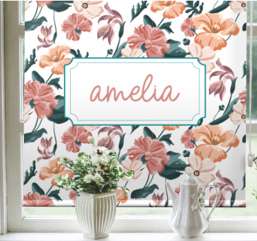 Toile fenêtre fleurs et plantes design élégant à ressort - TenStickers