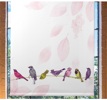Toile fenêtre animal oiseaux sur une branche - TenStickers