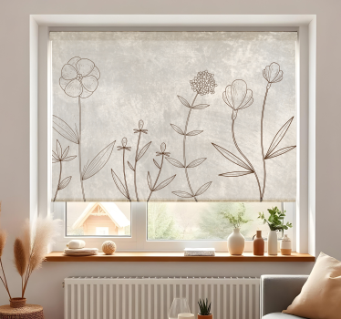 Toile fenêtre fleurs et plantes prairie brumeuse scandinave - TenStickers