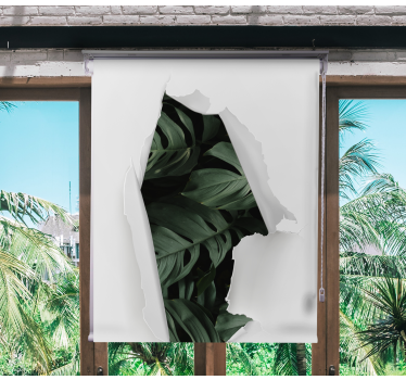Toile fenêtre fleurs et plantes vue de verdure déchirée - TenStickers