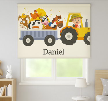 Toile fenêtre personnalisé tracteur agricole avec nom - TenStickers
