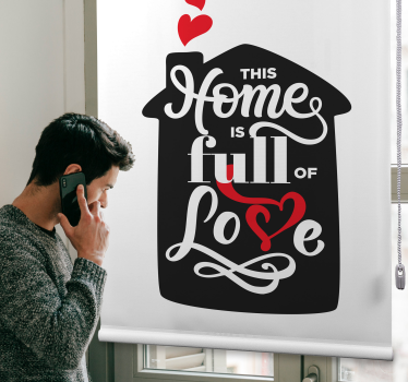 Toile fenêtre romantique maison pleine de signe d'amour - TenStickers