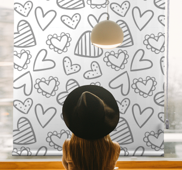 Toile fenêtre romantique modèle de croquis de coeur - TenStickers
