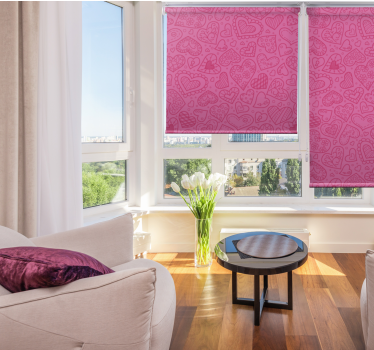 Toile fenêtre romantique motifs de coeurs roses - TenStickers