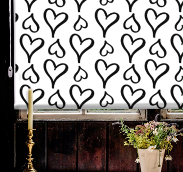 Toile fenêtre romantique coeurs noirs et blancs - TenStickers