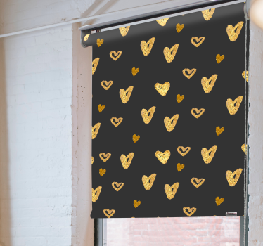 Toile fenêtre romantique motif coeur doré - TenStickers