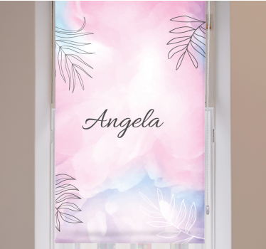 Toile fenêtre fleur nom avec des feuilles de palmier - TenStickers