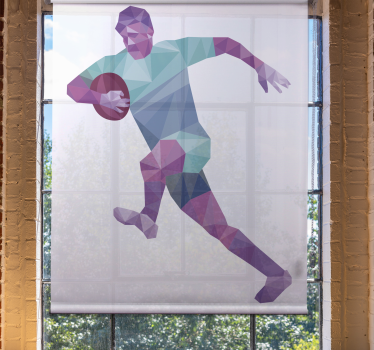 Toile fenêtre sport joueur de rugby géométrique - TenStickers