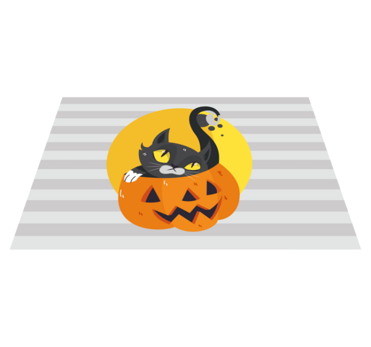 set de table design enfant Citrouilles et chat noir - TenStickers