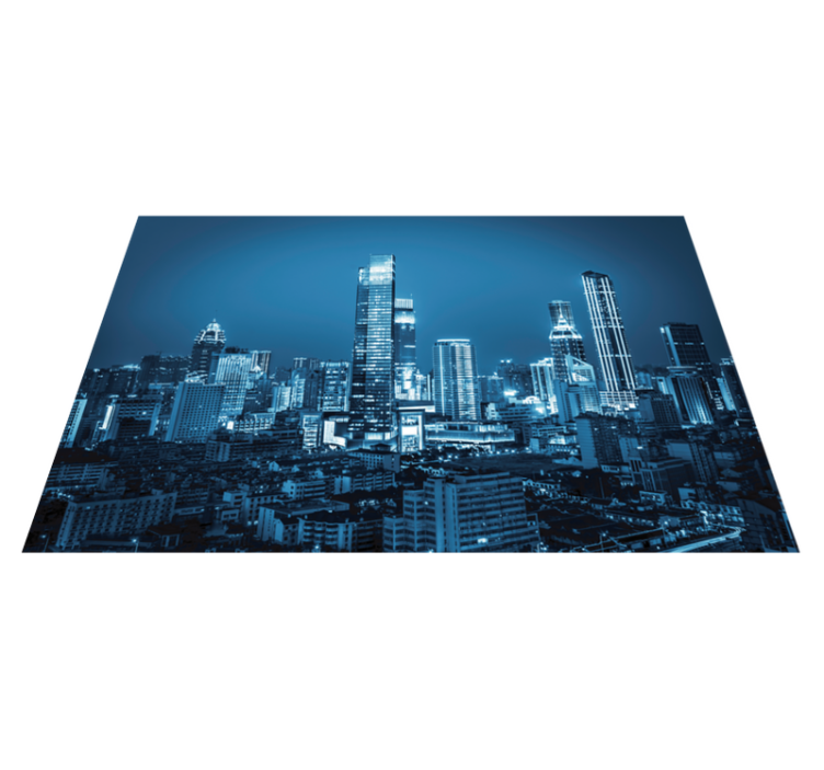 Set de table moderne vue sur la skyline de la ville - TenStickers