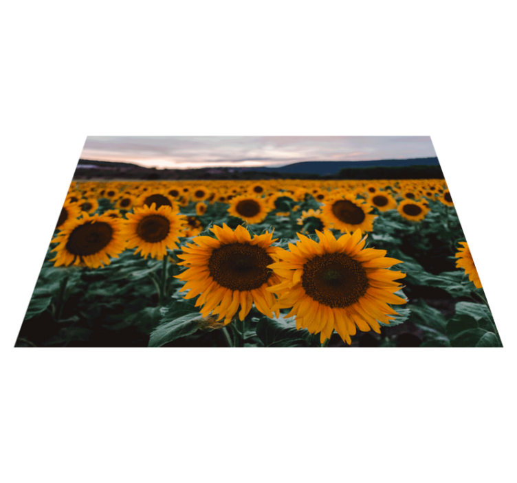 Set de table original vue sur un champ de tournesols - TenStickers