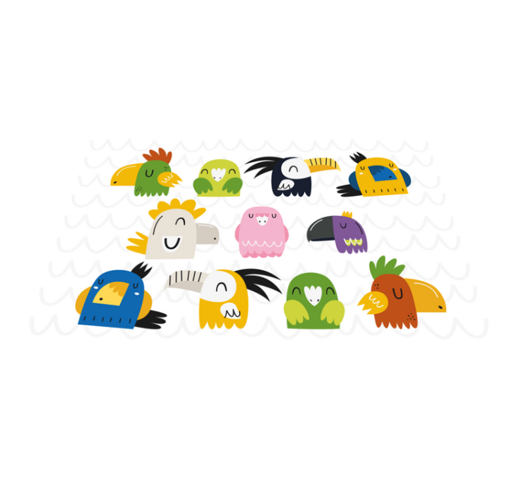 Set de table enfant têtes d'oiseaux colorées - TenStickers