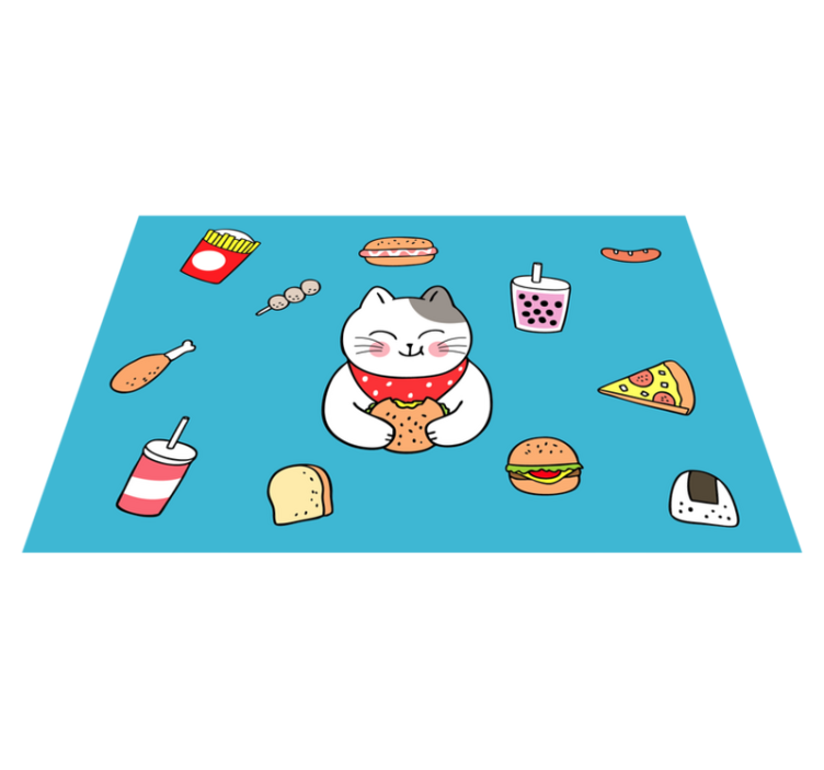 Set de table enfant chat mignon en train de manger - TenStickers