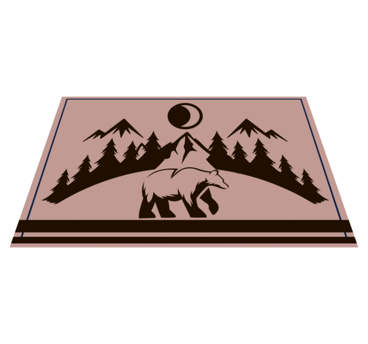 Set de table avec prénom scène de silhouette d'ours - TenStickers