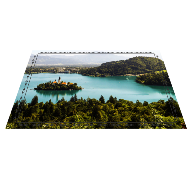 Set de table moderne vue paisible sur le lac - TenStickers