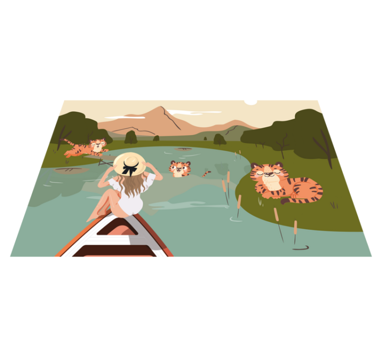 Set de table pour maison Fille et tigres animaux de la jungle - TenStickers