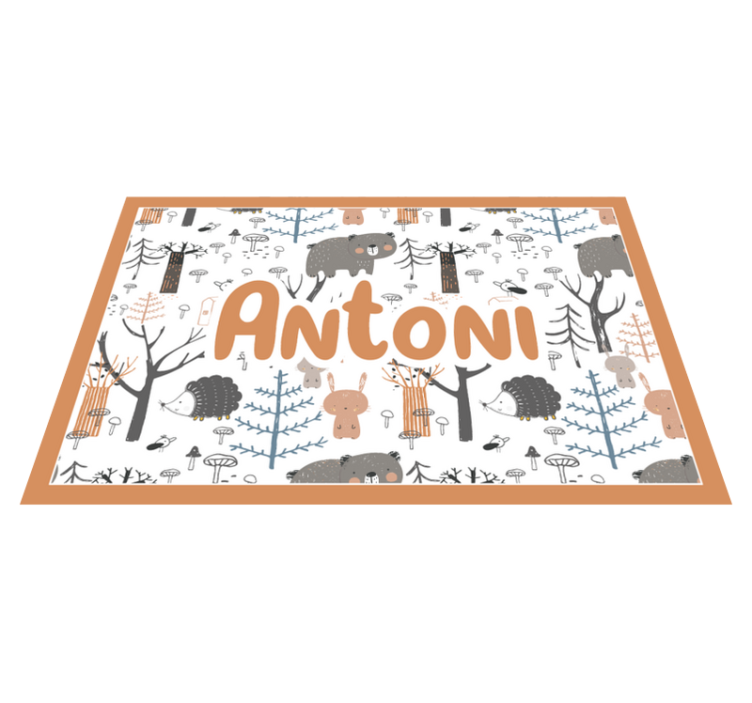 Set de table prénom forêt scandinave et animaux - TenStickers