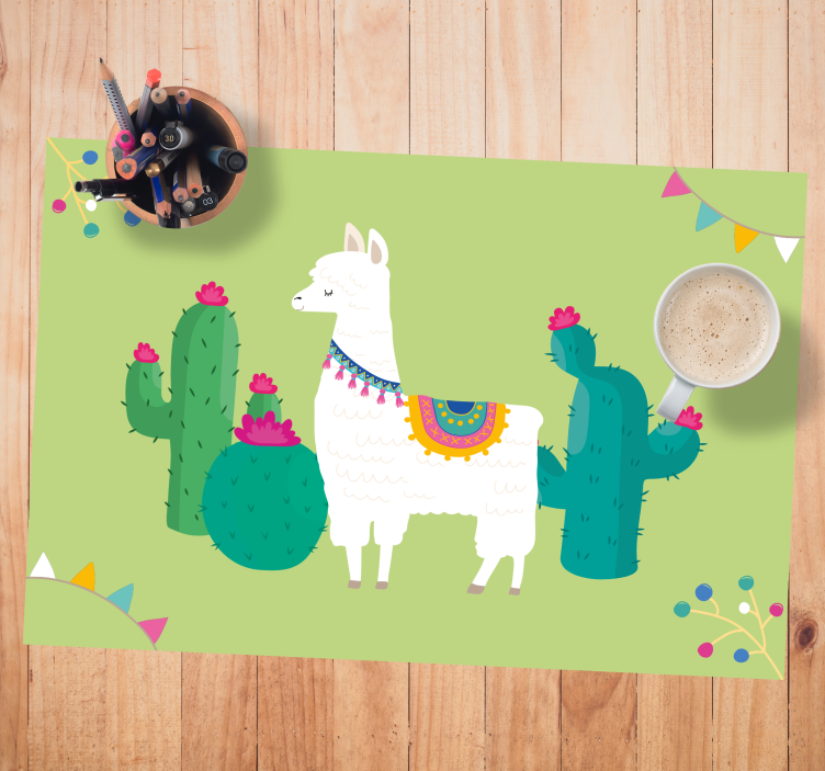 Set de table enfant lama avec des cactus - TenStickers
