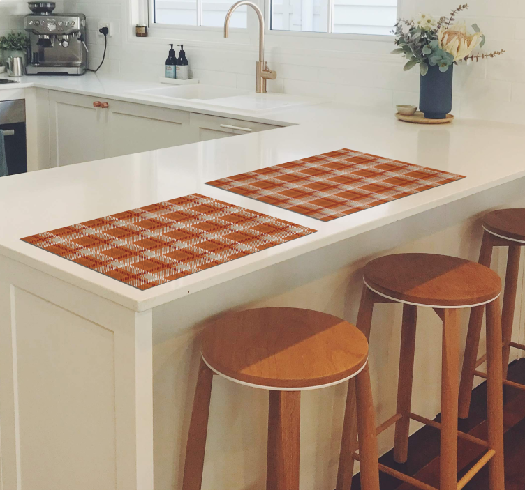 Set de table élégant motif à carreaux orange - TenStickers