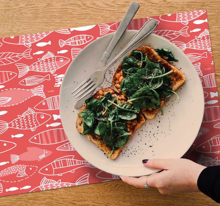 Sets de table Poissons sur fond rouge - TenStickers