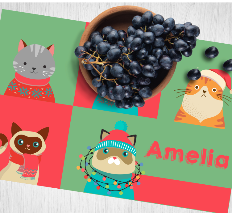 Set de table noel Motifs de chat - TenStickers