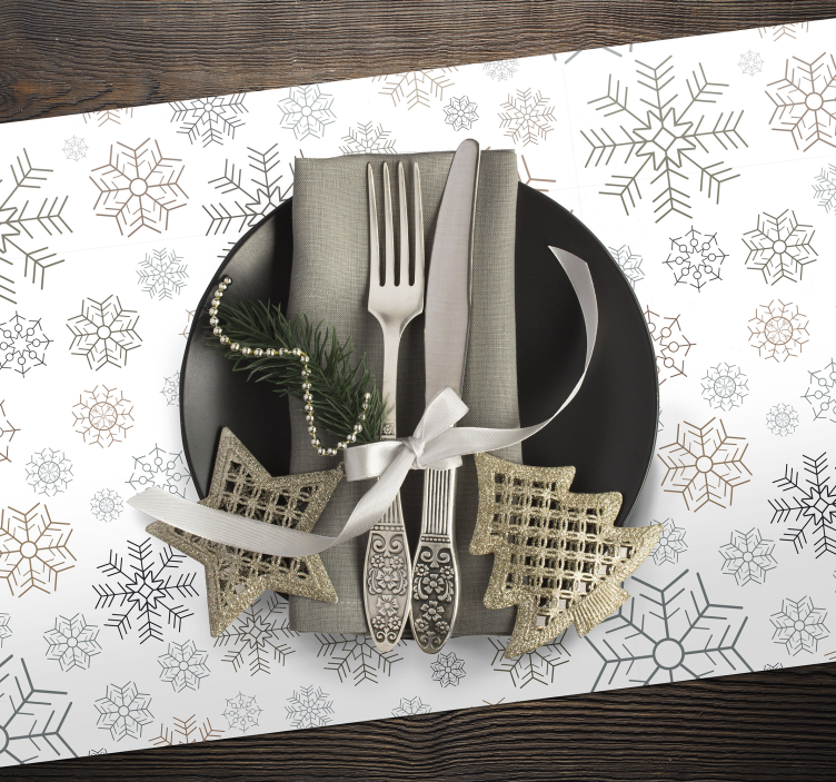 set de table noel sticker de flocons de neige - TenStickers