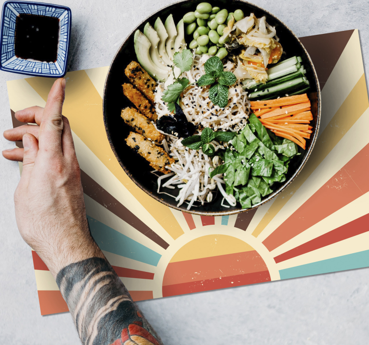 set de table coucher de soleil vintage abstrait - TenStickers