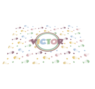 Set de table Poissons et corps en arête avec prénom - TenStickers