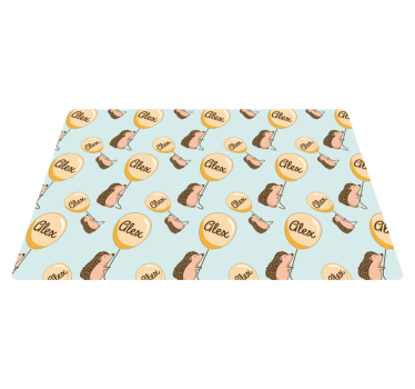Set de table enfant hérisson avec des ballons avec nom - TenStickers