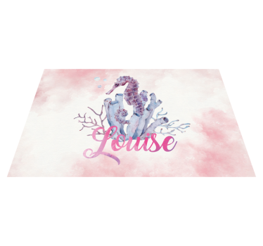 Set de table avec prénom d'hippocampe en aquarelle - TenStickers