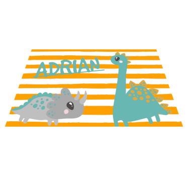 Set de table Prénom personnalisé Dinosaure bleu et orange - TenStickers