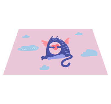 Set de table enfant chat volant tenant un cœur - TenStickers