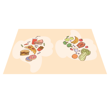 Set de table design pour enfant Nourriture saine et malbouffe - TenStickers
