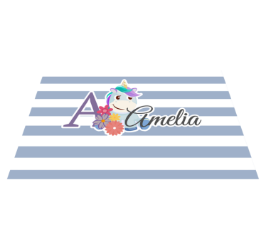 Set de table enfant illustration de nom de licorne - TenStickers