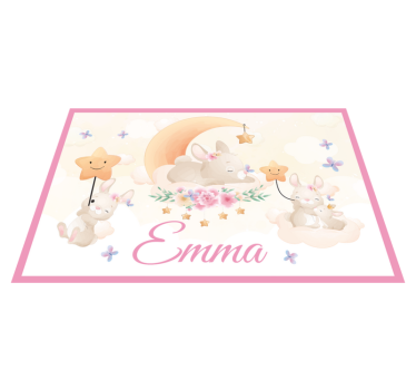 Set de table enfant scène de lapin sous la lune - TenStickers