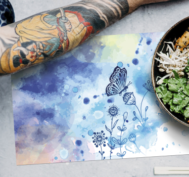 set de table avec papillon Aquarelle  - TenStickers