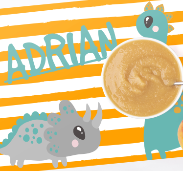 Set de table Prénom personnalisé Dinosaure bleu et orange - TenStickers