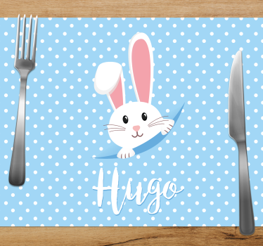 Set de table design enfant lapin mignon avec prénom - TenStickers